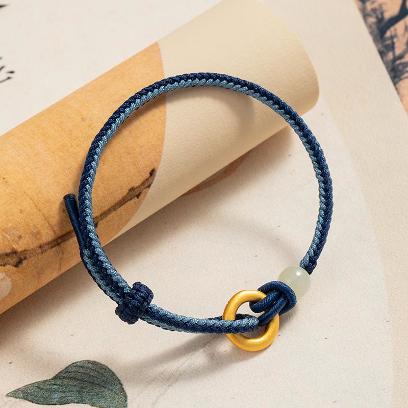 Bracelet boucle de paix en jade Hetian 14-18 cm | Argent sterling