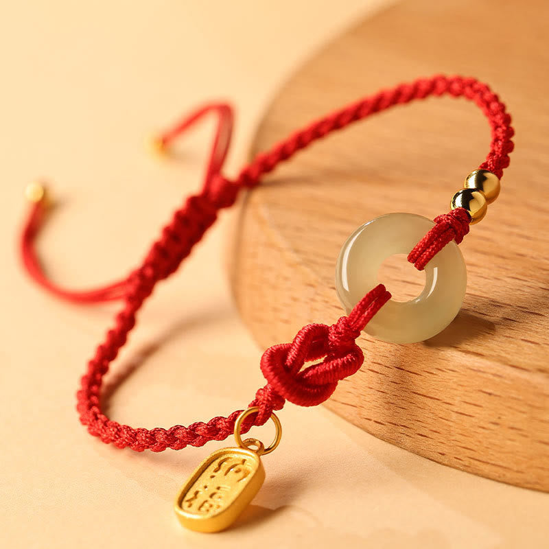 Bracelet Fu en jade Hetian avec boucle de paix pour la chance