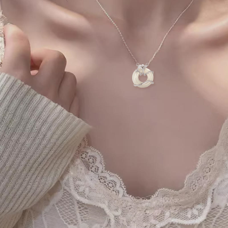 Collier avec pendentif en argent sterling et jade Hetian