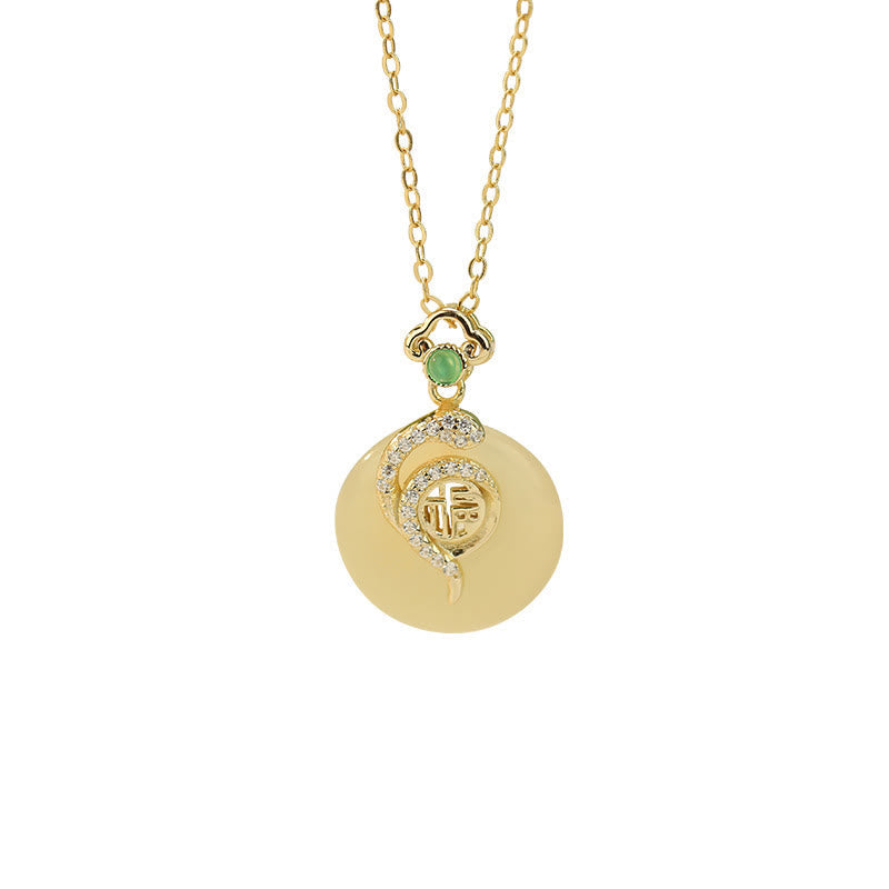 Collier serpent à boucle de paix en jade Hetian