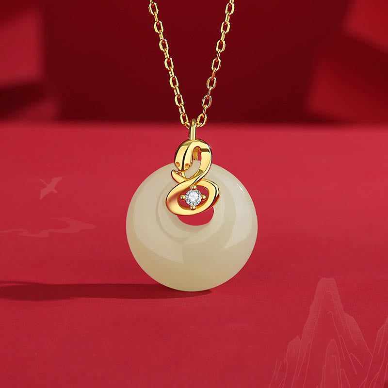 Collier serpent à boucle de paix en jade Hetian