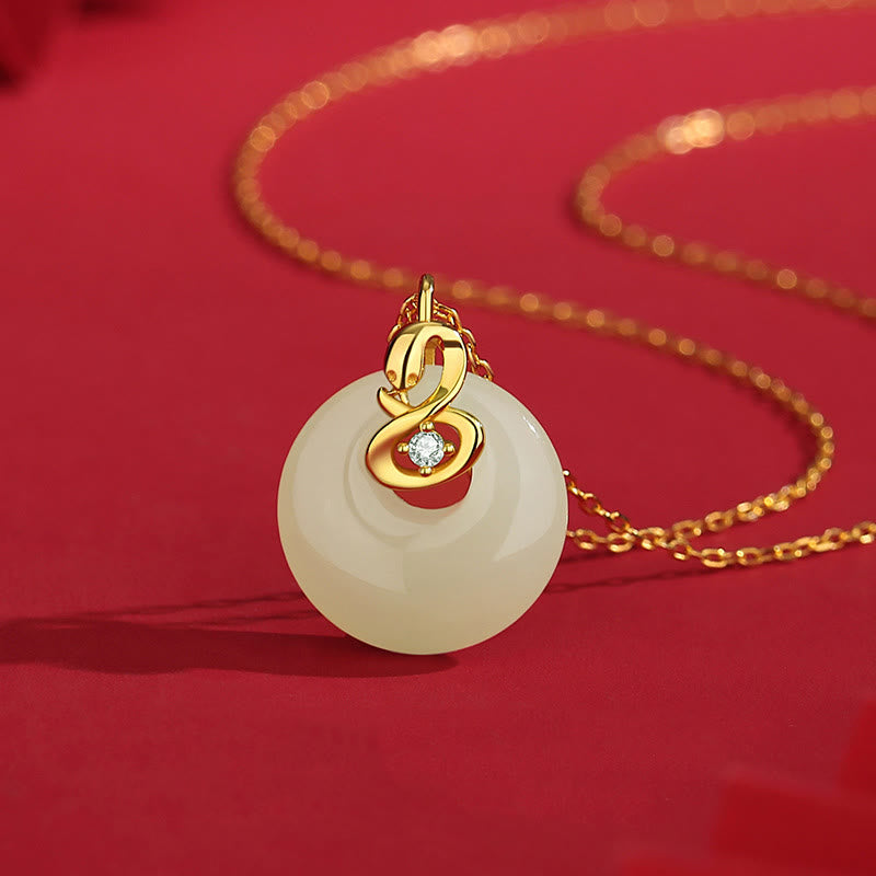 Collier serpent à boucle de paix en jade Hetian