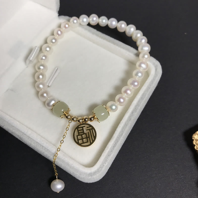 Bracelet en perles de jade Hetian pour le bonheur et la sagesse