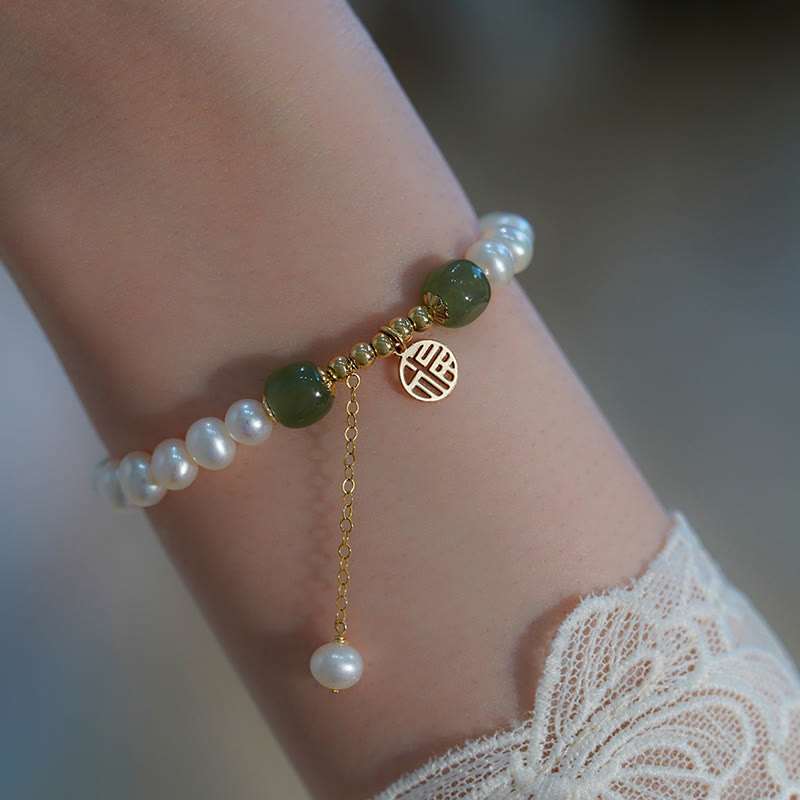 Bracelet en perles de jade Hetian pour le bonheur et la sagesse