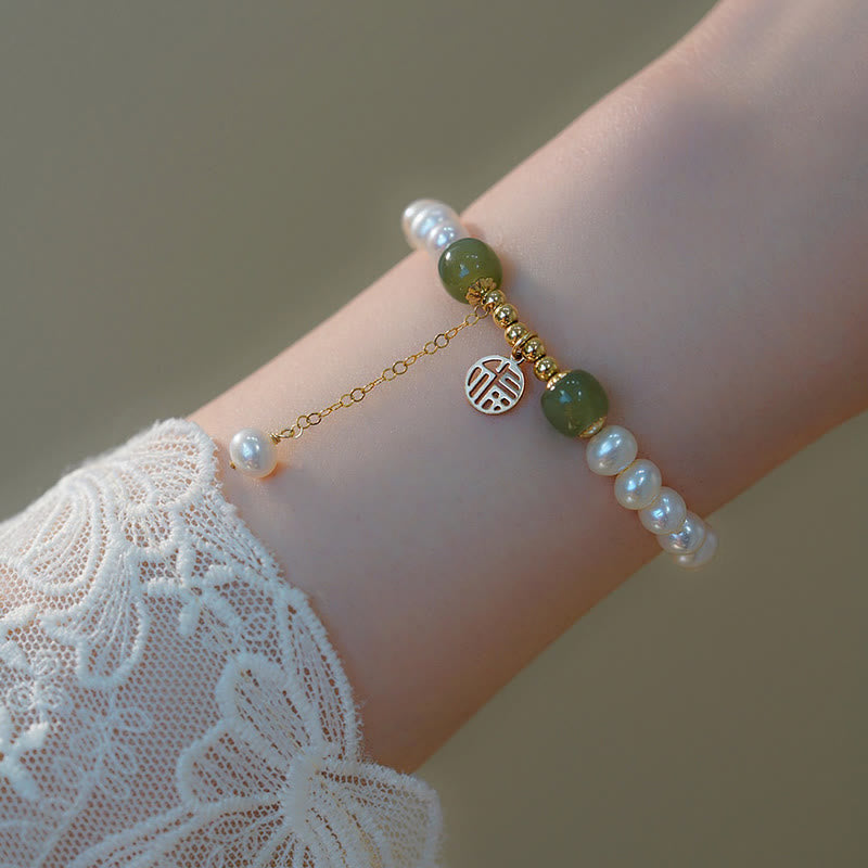 Bracelet en perles de jade Hetian pour le bonheur et la sagesse