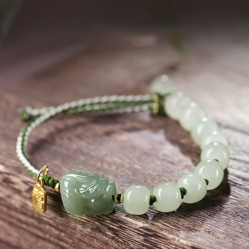 Bracelet en fil de jade Hetian PiXiu Luck Fu