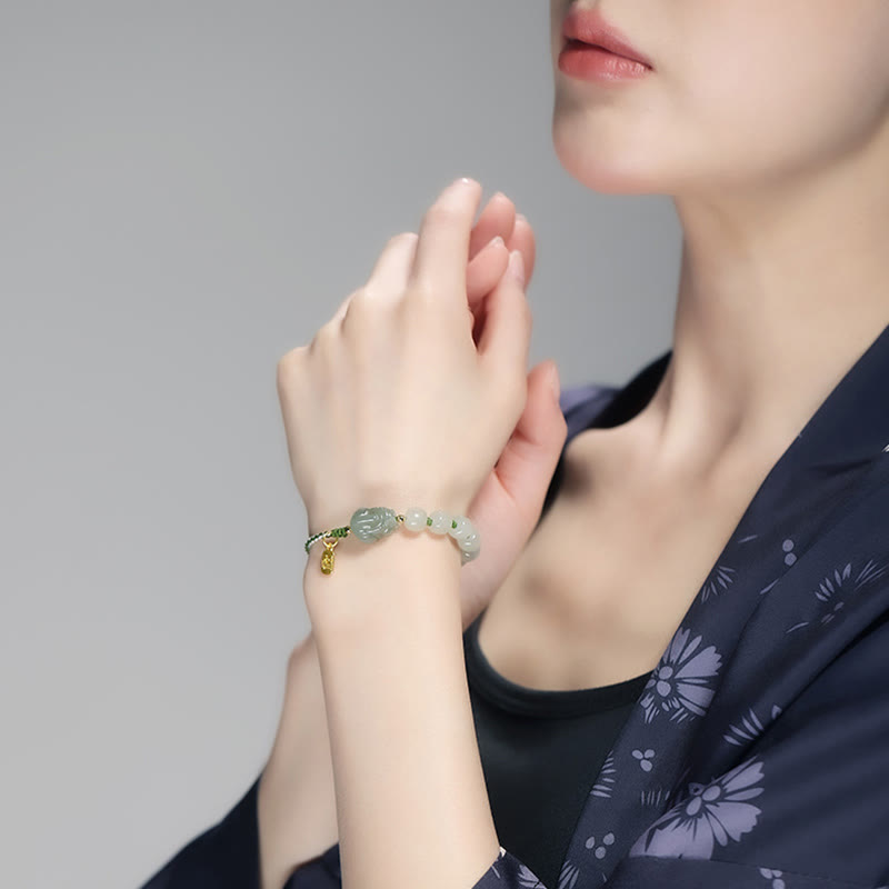 Bracelet en fil de jade Hetian PiXiu Luck Fu
