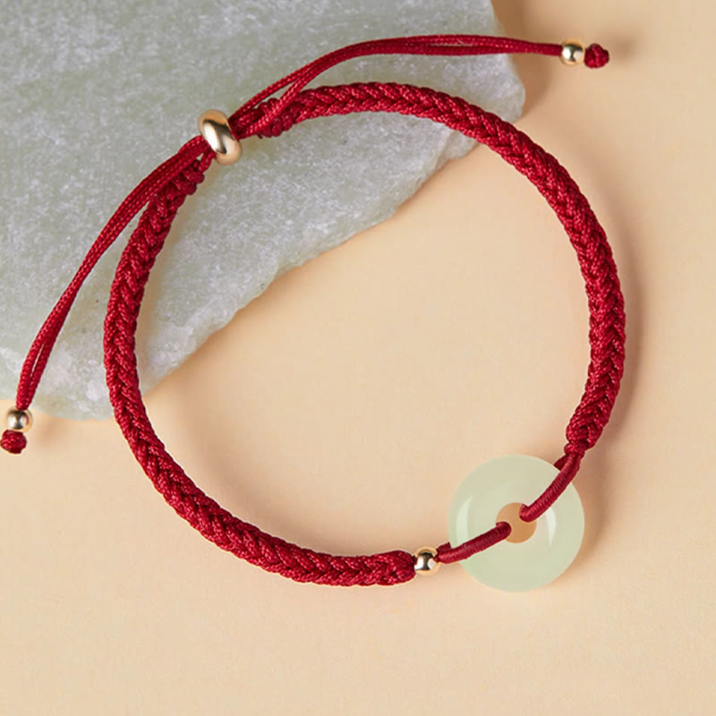 Bracelet de protection en jade Hetian avec boucle de paix et breloque Fu pour la chance