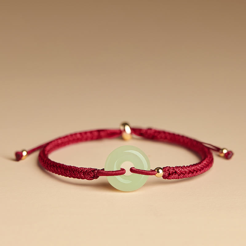 Bracelet de protection en jade Hetian avec boucle de paix et breloque Fu pour la chance