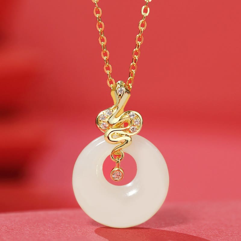 Collier à boucle de paix en jade Hetian