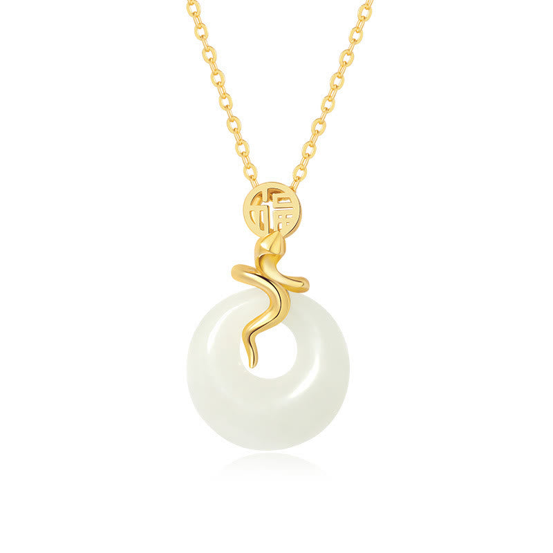 Collier à boucle de paix en jade Hetian