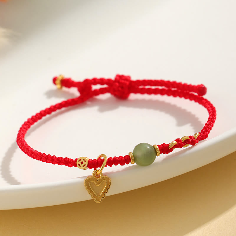 Bracelet à breloques en argent sterling et jade Hetian