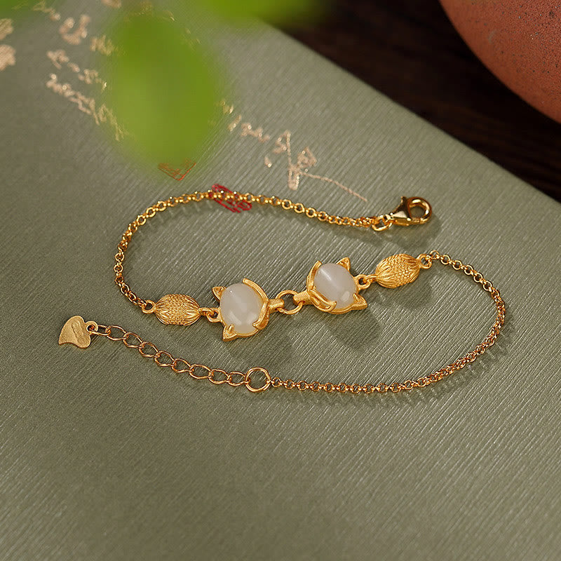 Bracelet en jade blanc et cyan Hetian pour la chance et la protection