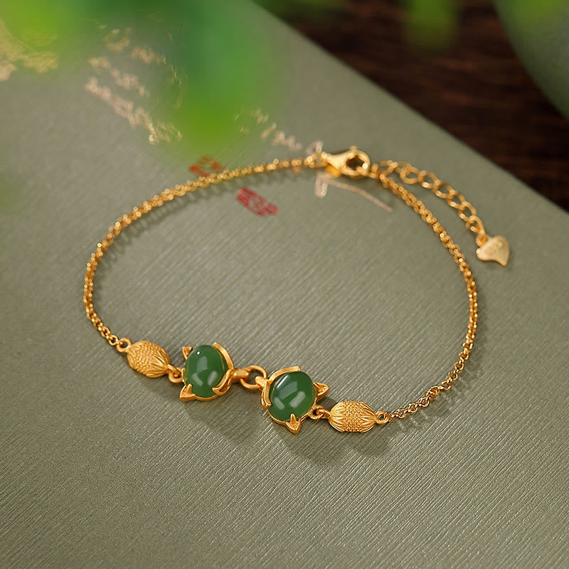 Bracelet en jade blanc et cyan Hetian pour la chance et la protection