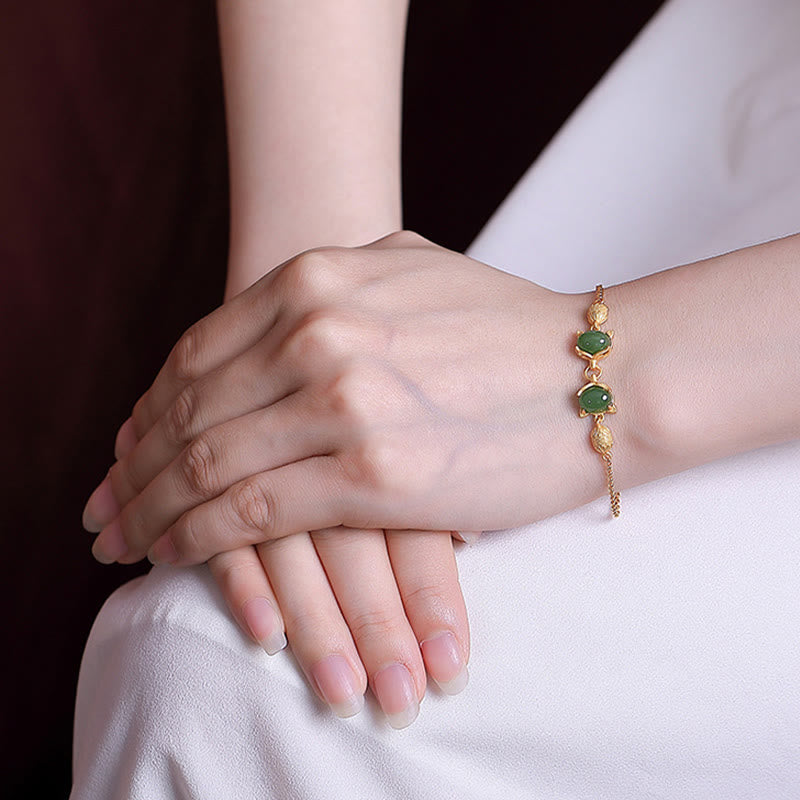 Bracelet en jade blanc et cyan Hetian pour la chance et la protection