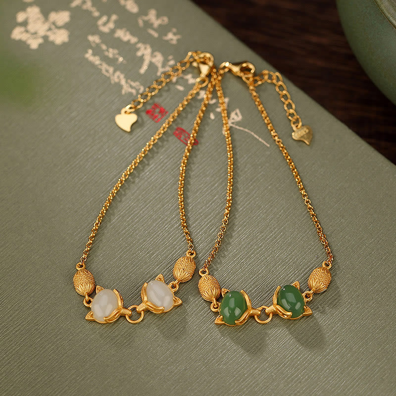 Bracelet en jade blanc et cyan Hetian pour la chance et la protection