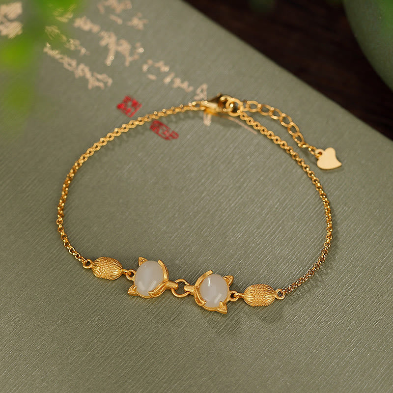 Bracelet en jade blanc et cyan Hetian pour la chance et la protection