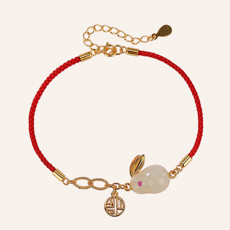Bracelet porte-bonheur et bénédiction en jade blanc Hetian 17 cm + 5 cm