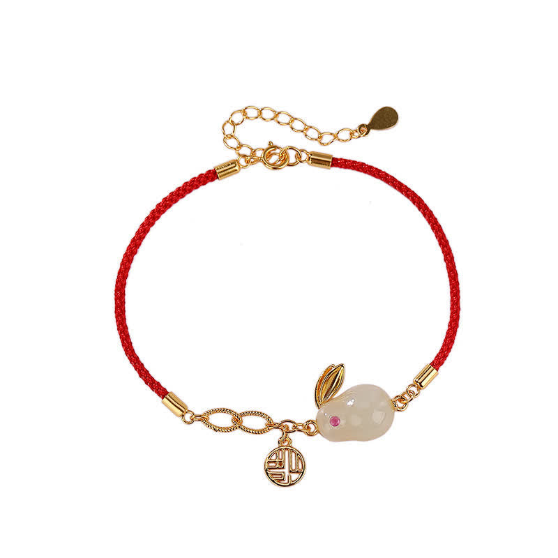 Bracelet porte-bonheur et bénédiction en jade blanc Hetian 17 cm + 5 cm