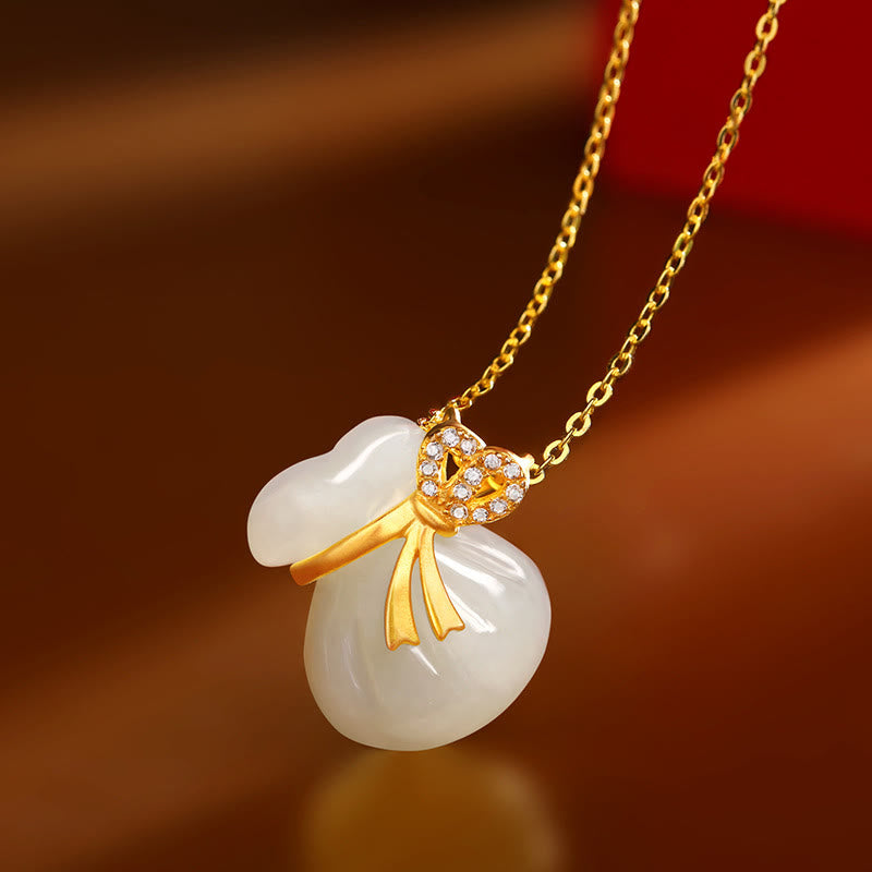 Collier porte-bonheur en jade blanc Hetian | Bijoux en jade
