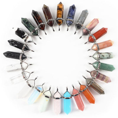 Pendentif chakra hexagonal - Collier en cristal de guérison en pierres précieuses naturelles