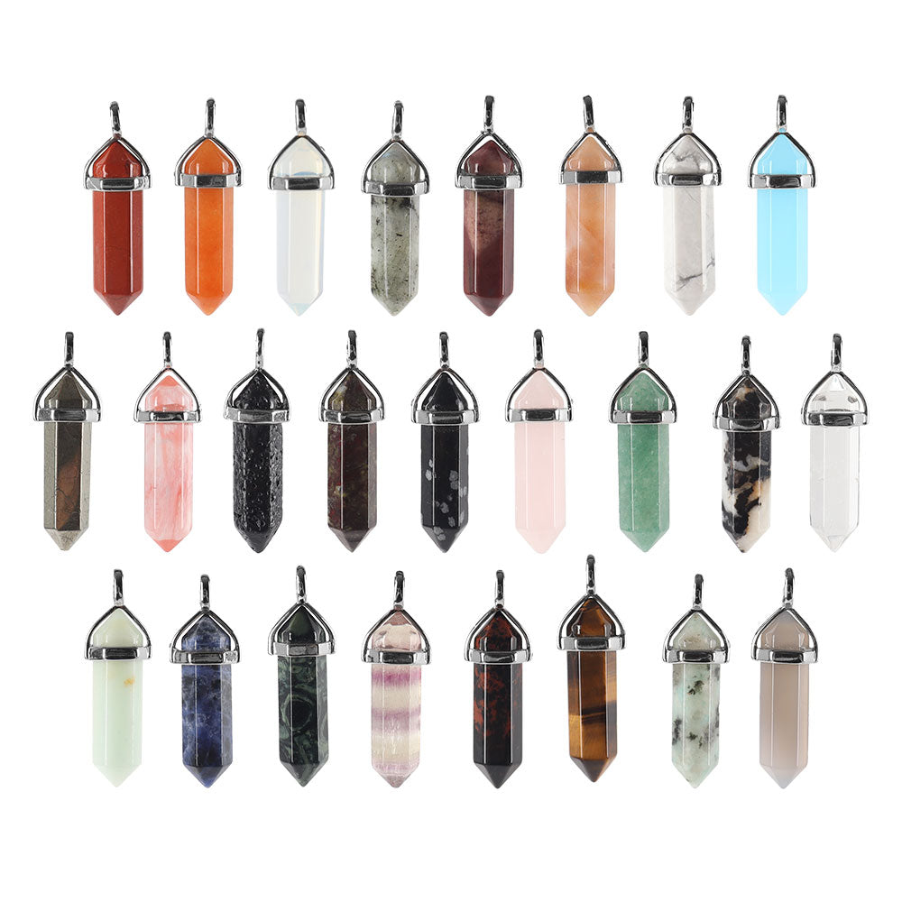 Hexagonal Chakra Pendant - Natural Gemstone Healing Crystal Necklace