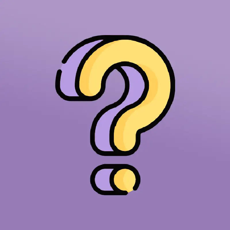 A stylized yellow and purple question mark icon with a bold black outline.