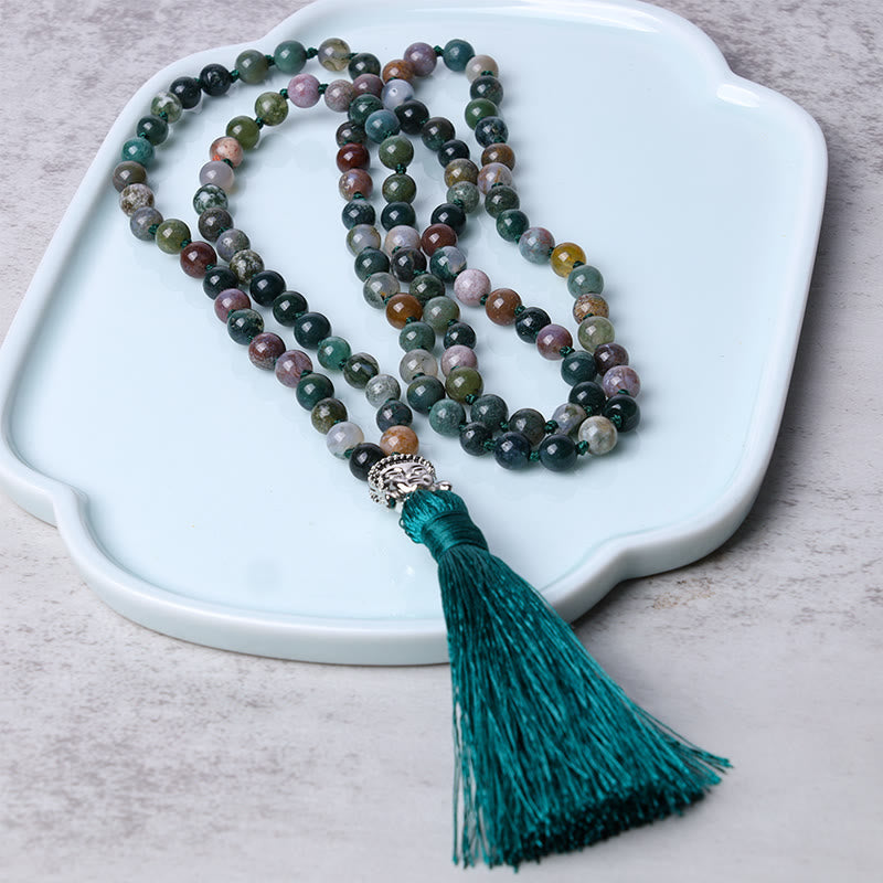 Bracelet Mala en agate indienne 108 perles pour une énergie purifiante