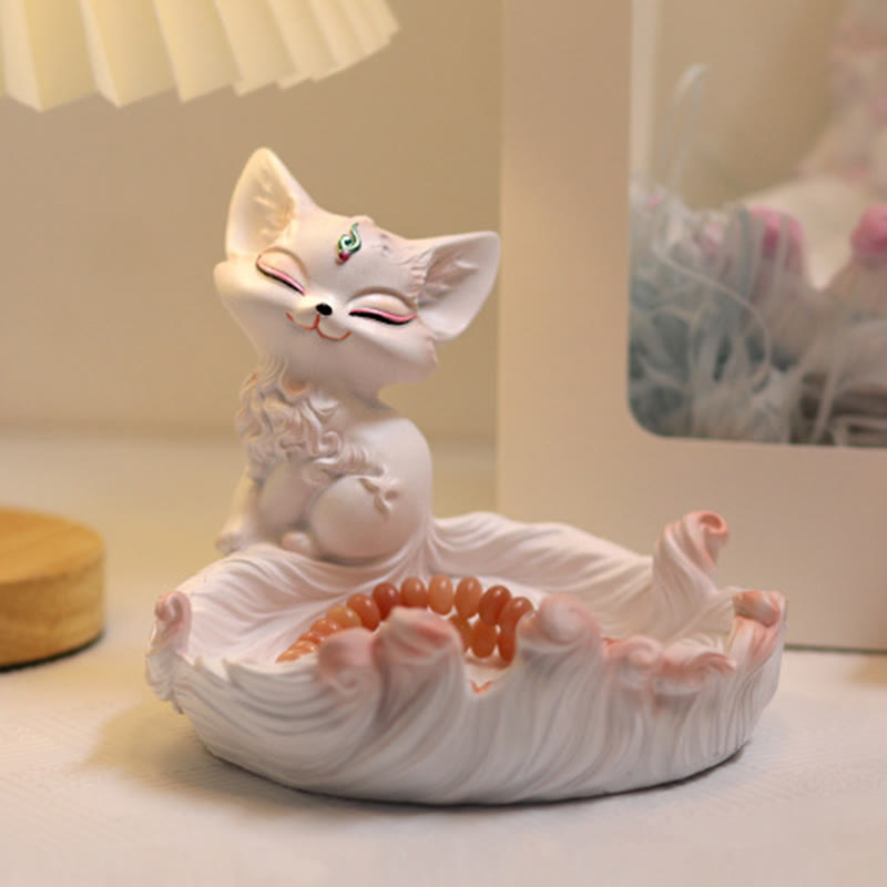 Figurine décorative en résine ivoire Fruit Fox 12 x 14 cm