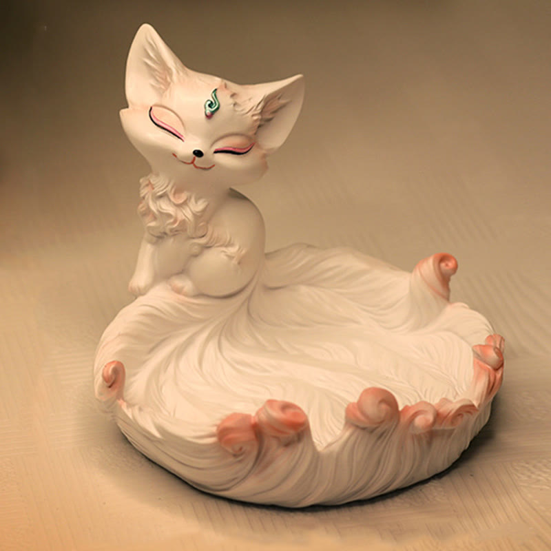 Figurine décorative en résine ivoire Fruit Fox 12 x 14 cm