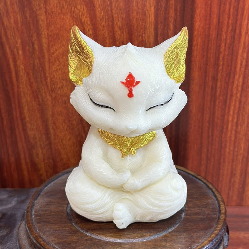 Figurine d'animal spirituel renard à neuf queues en ivoire 11 cm