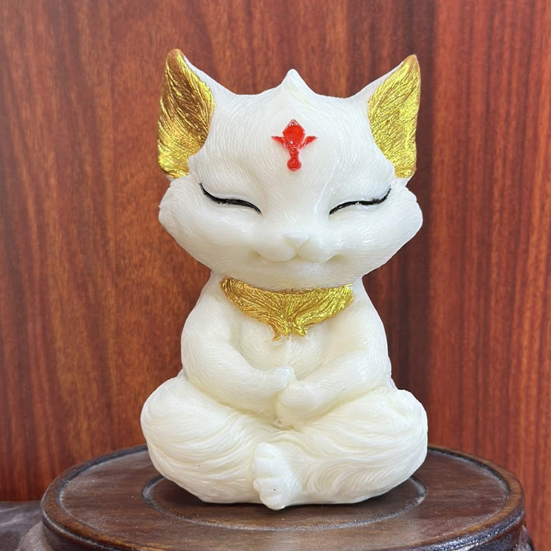 Figurine d'animal spirituel renard à neuf queues en ivoire 11 cm