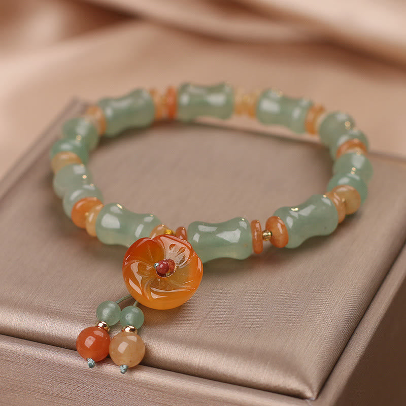 Bracelet porte-bonheur en jade et bambou pour la prospérité et la croissance
