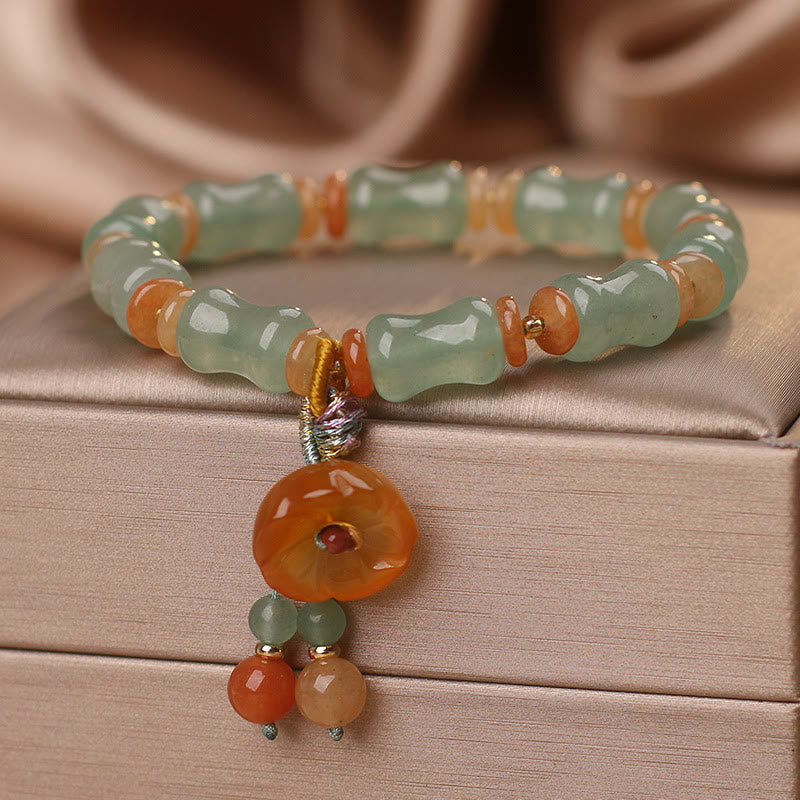 Bracelet porte-bonheur en jade et bambou pour la prospérité et la croissance