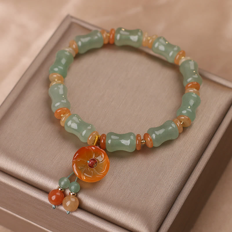 Bracelet porte-bonheur en jade et bambou pour la prospérité et la croissance