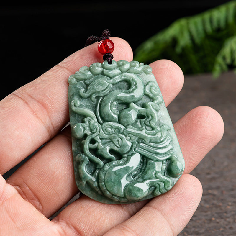 Collier de force du dragon de jade, pendentif de 50 cm pour la protection