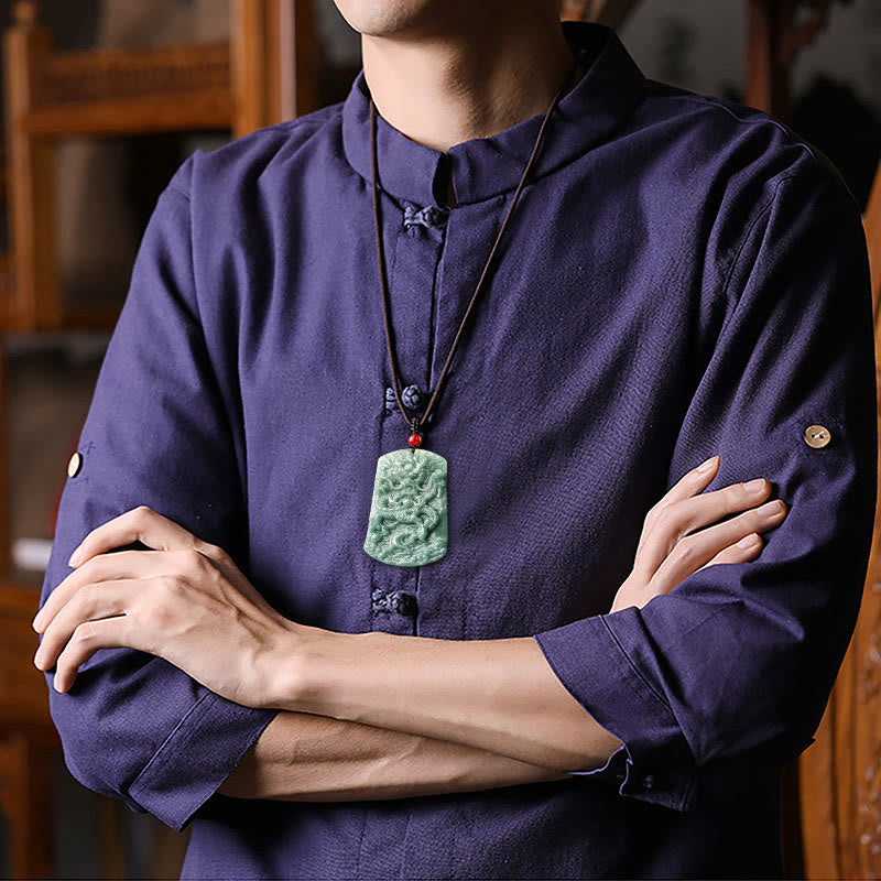 Collier du zodiaque dragon de jade pour la chance et la protection