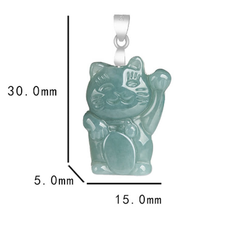 Collier Abondance Chat Porte-Bonheur en Jade