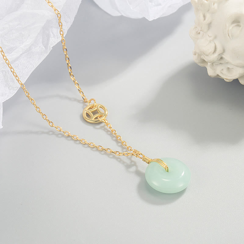 Collier de jade avec caractère Fu et boucle de paix pour l'abondance