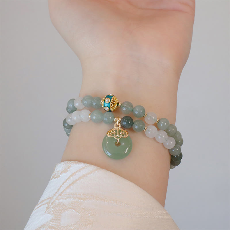 Bracelet Jade Peace Buckle | Perles porte-bonheur simples et doubles