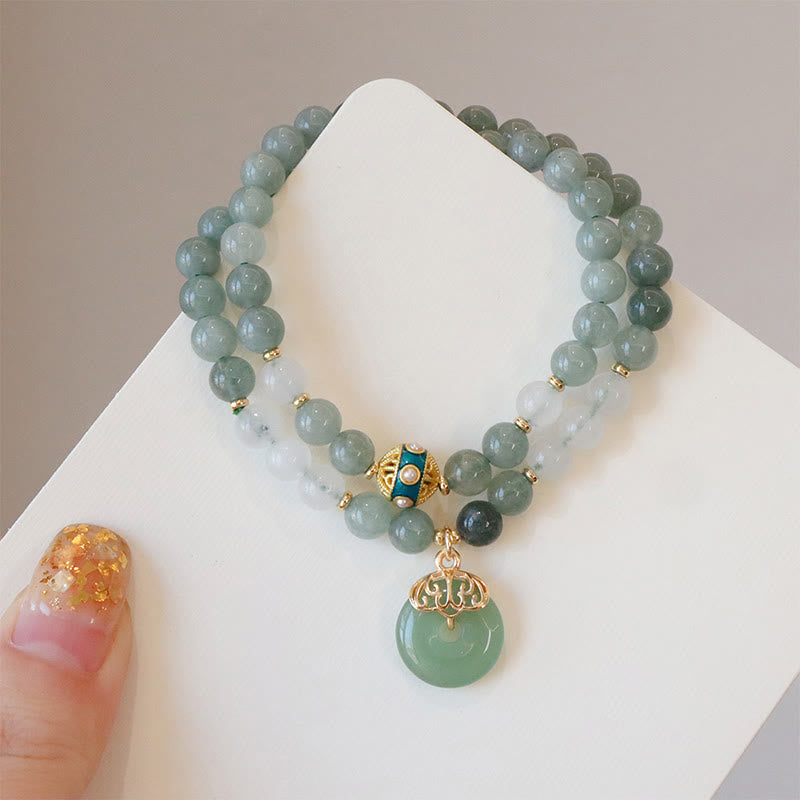 Bracelet Jade Peace Buckle | Perles porte-bonheur simples et doubles