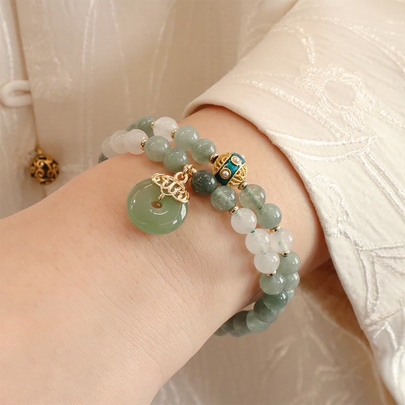 Bracelet Jade Peace Buckle | Perles porte-bonheur simples et doubles