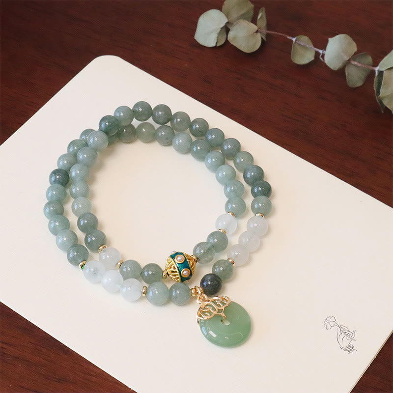 Bracelet Jade Peace Buckle | Perles porte-bonheur simples et doubles
