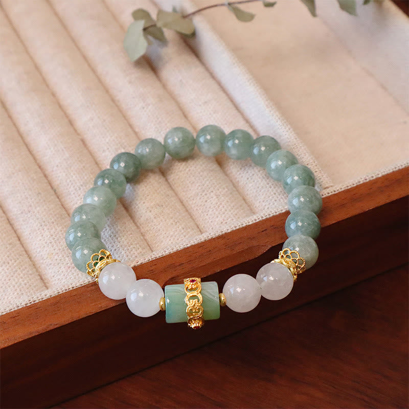 Bracelet Jade Peace Buckle | Perles porte-bonheur simples et doubles