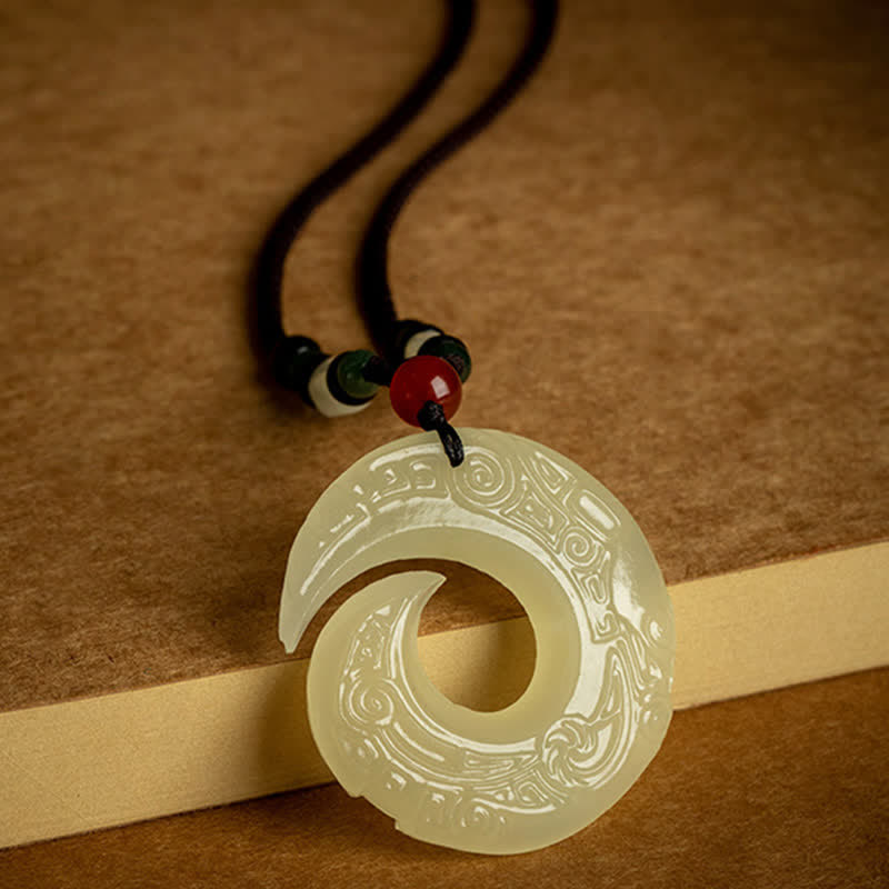 Collier en jade avec boucle de paix pour pendentif chance et prospérité
