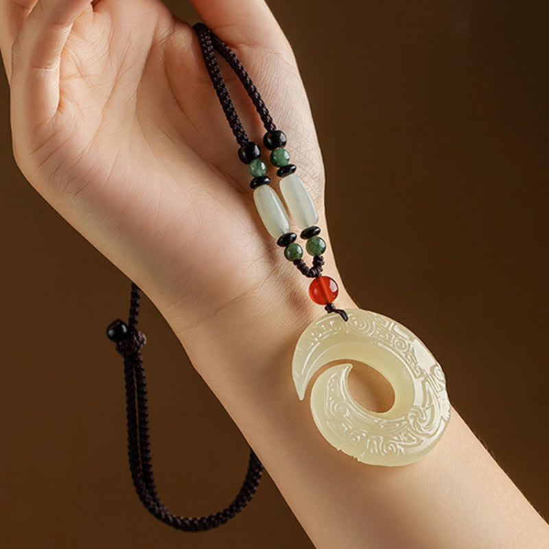 Collier en jade avec boucle de paix pour pendentif chance et prospérité