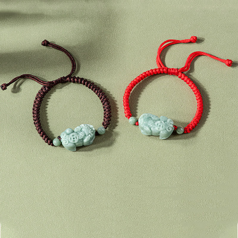 Bracelet de protection en jade Pi Xiu avec nœud King Kong, cordon rouge