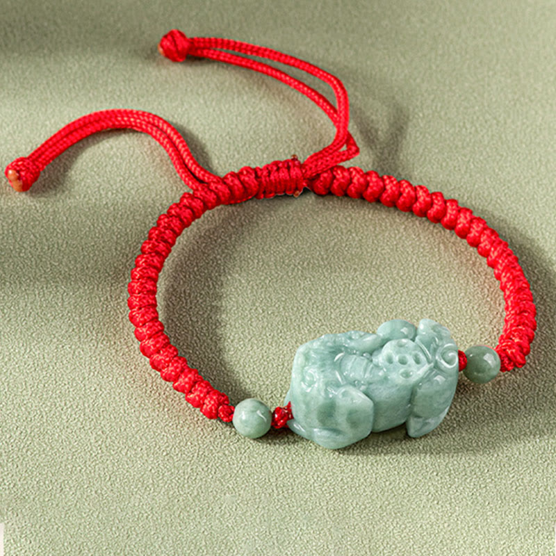 Bracelet de protection en jade Pi Xiu avec nœud King Kong, cordon rouge