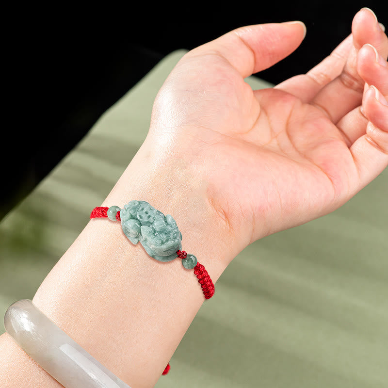 Bracelet de protection en jade Pi Xiu avec nœud King Kong, cordon rouge