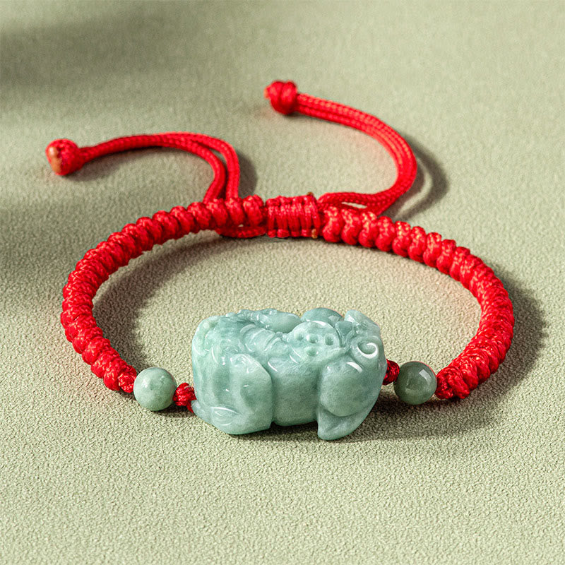 Bracelet de protection en jade Pi Xiu avec nœud King Kong, cordon rouge